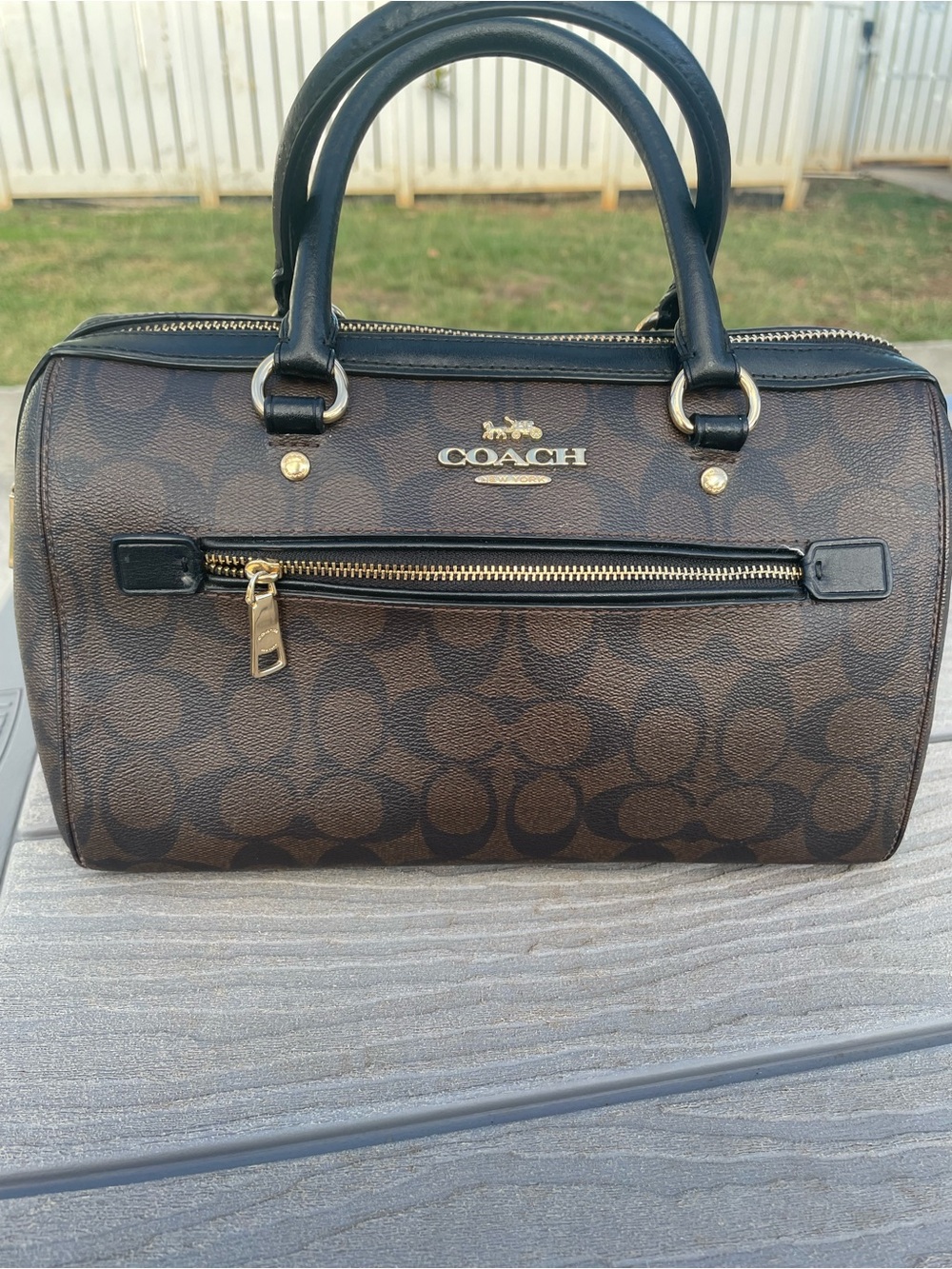 Coach Medium Chestnut Rowen with Black Leather Trim